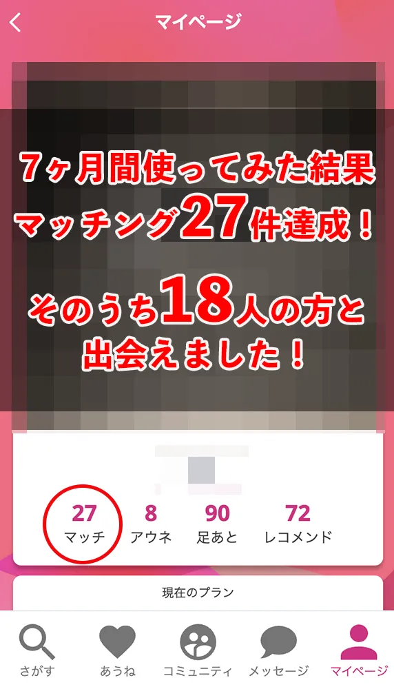 aune（アウネ）を7ヶ月間使って出会えた人数